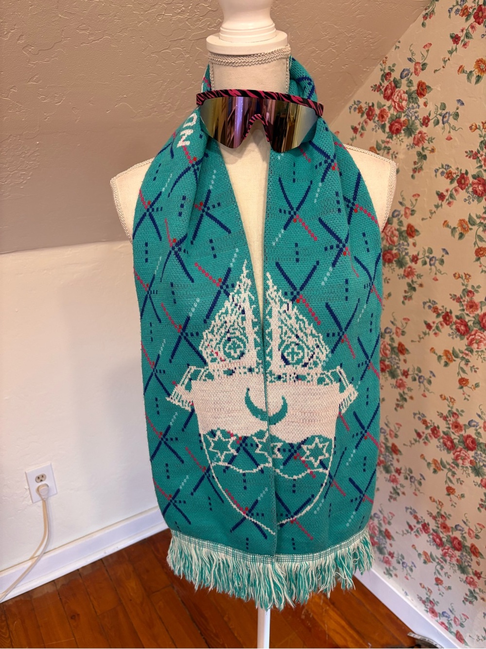 Retro Ski Scarf Turquoise Après Ski 80s 90s Style Die Hard Scarves Vintage Vibes